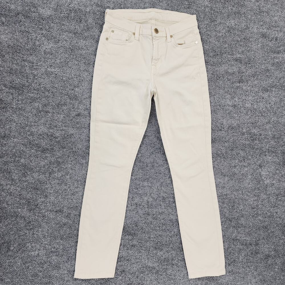7 For All Mankind Women's Straight Leg Cream Jeans
